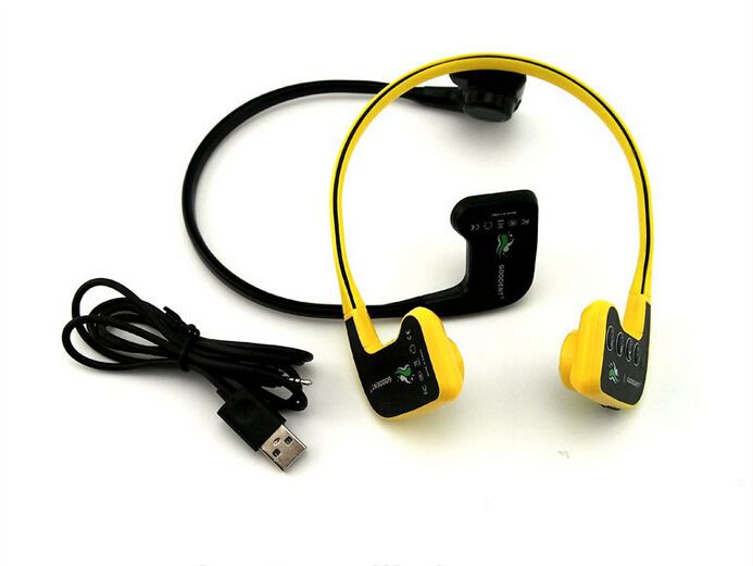 New Technology IPX12 Waterproof Mp3 Sport Bone Conduction Headset with Built-in 8GB Capacity For Swimming or Diving