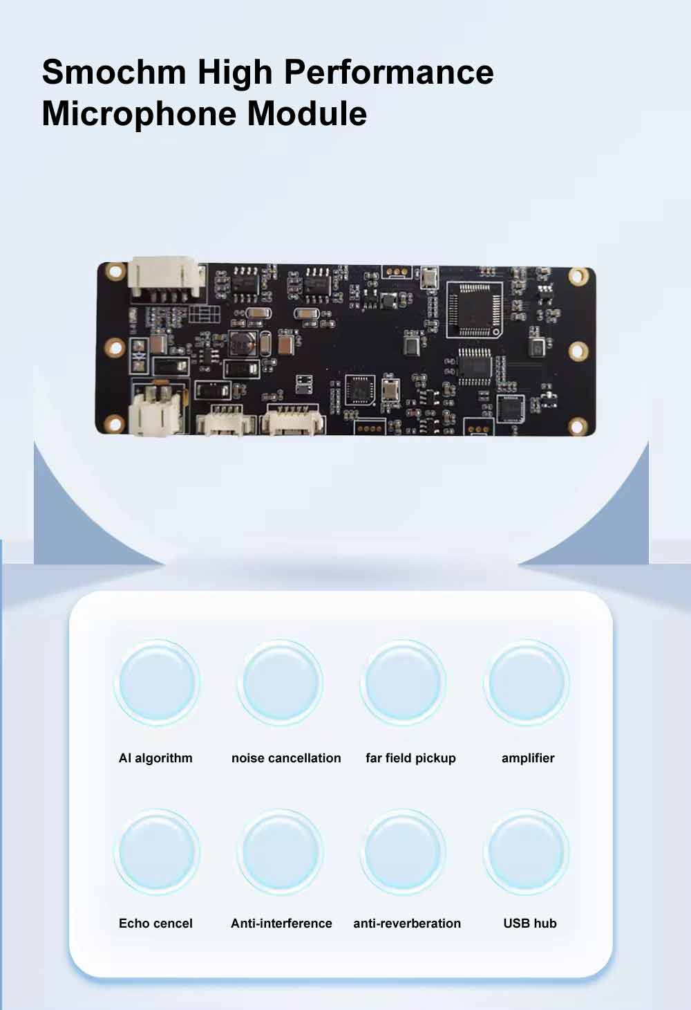 4 MIC echo cancellation microphone module